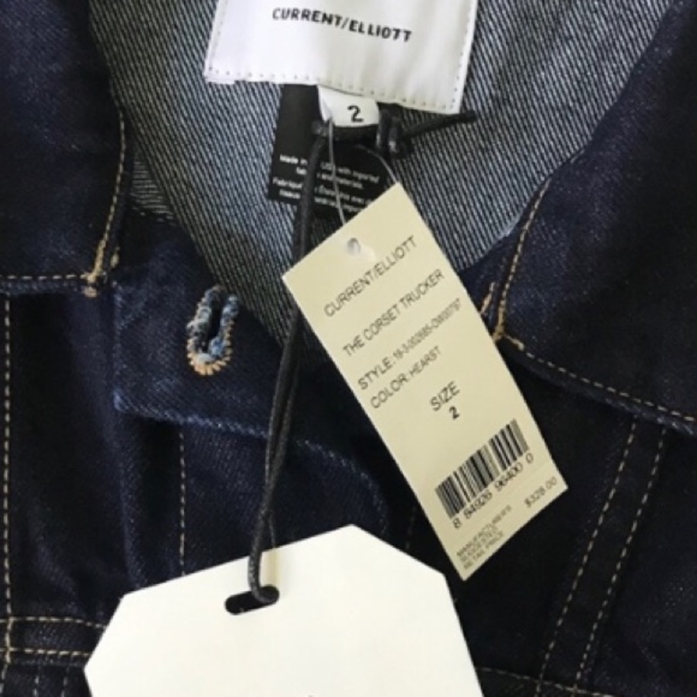 CURRENT ELLIOTT SIZE 2 ( MEDIUM)  CORSET TRUCKER JACKET IN HEARST DARK BLUE WASH - Picture 5 of 14